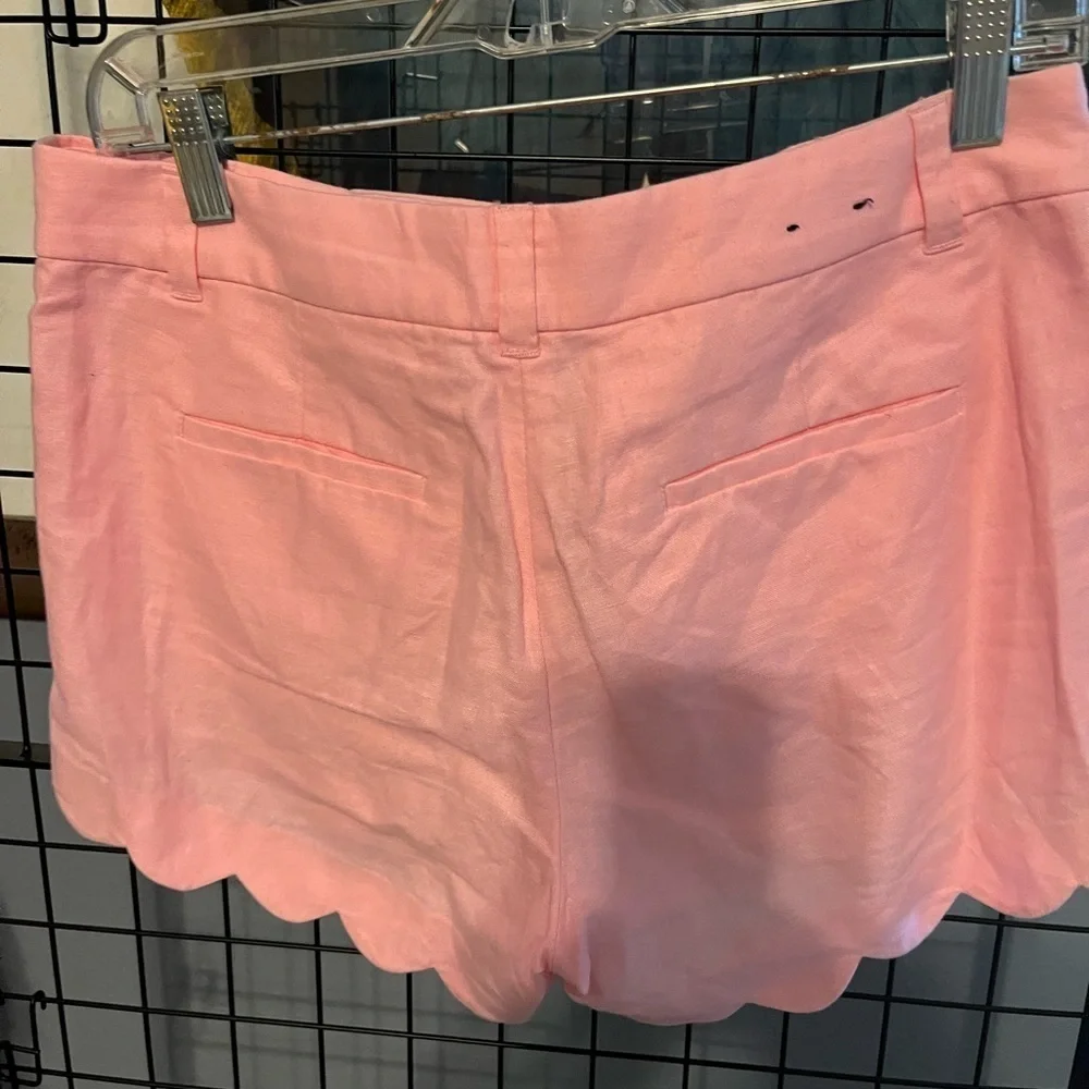 J. Crew High Waist Pink Shorts with Scalloped Hem
